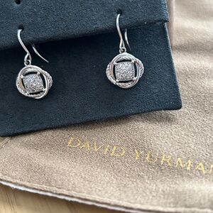 David Yurman Infinity Pave’ Diamond Silver Earrings